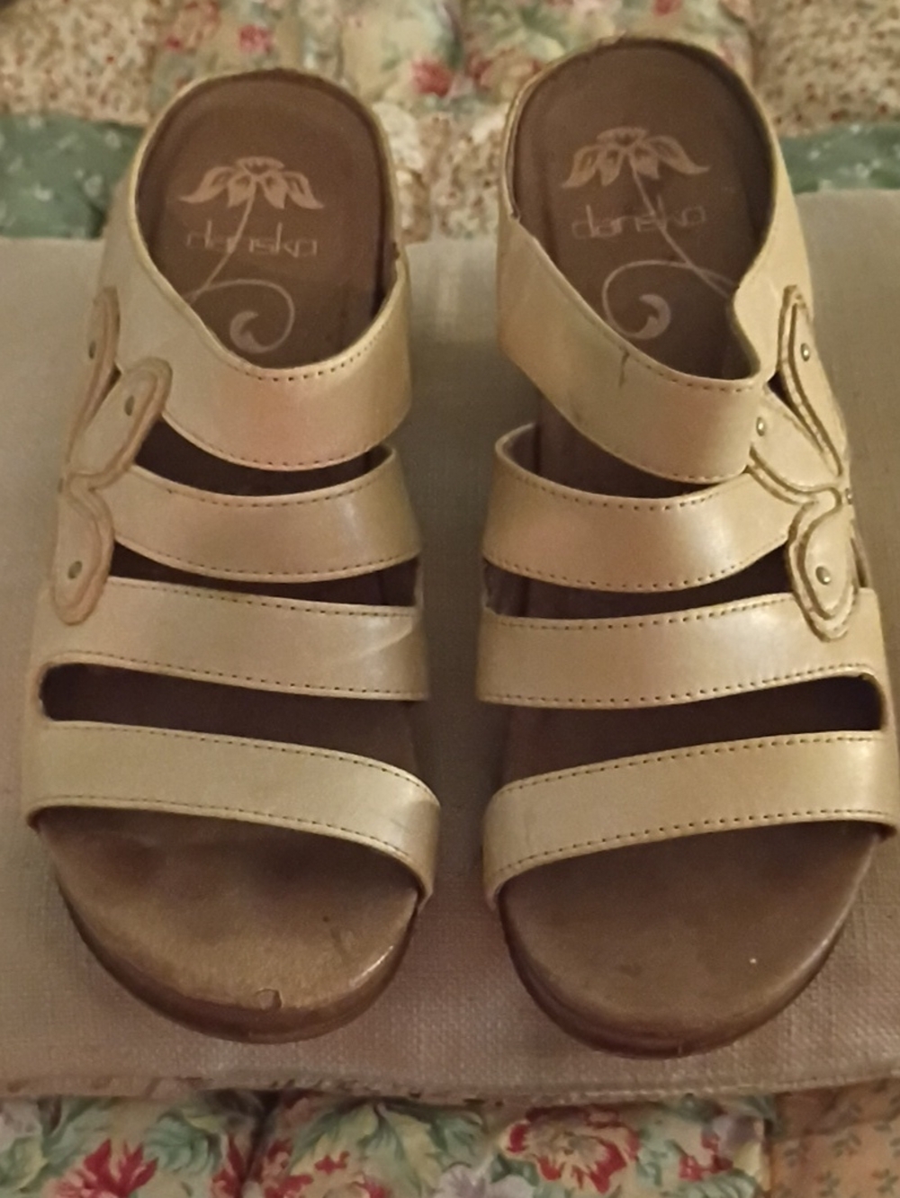 Dansko Metallic Gold Multi-Strap Butterfly Mule